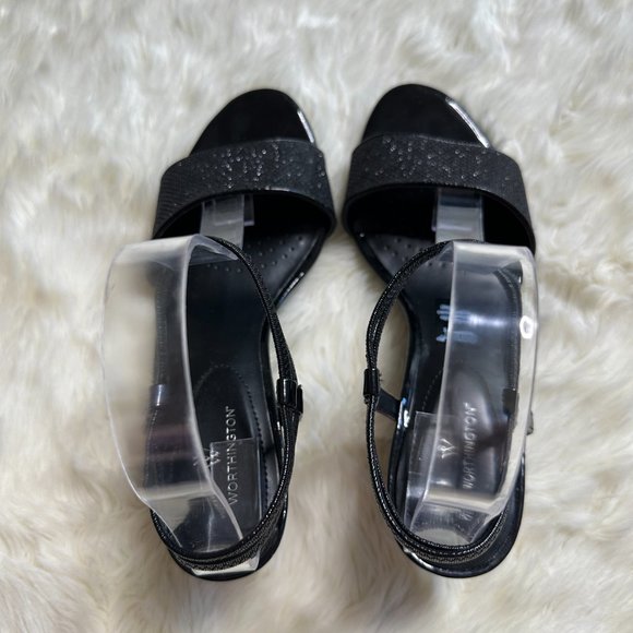 Worthington Jarret Wedge Sandals Black Size 8M - Picture 7 of 9